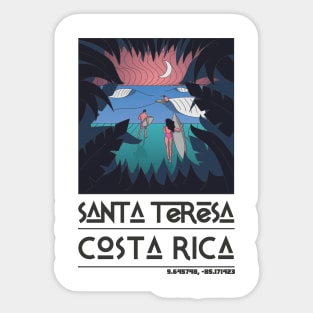 Santa Teresa, Costa Rica Retro Travel Sticker